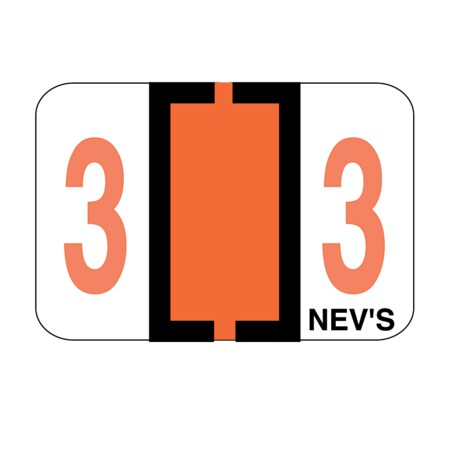 Nevs Tabbie - Filing Labels - Number 3 1" x 1-1/4" Orange XN-T-3